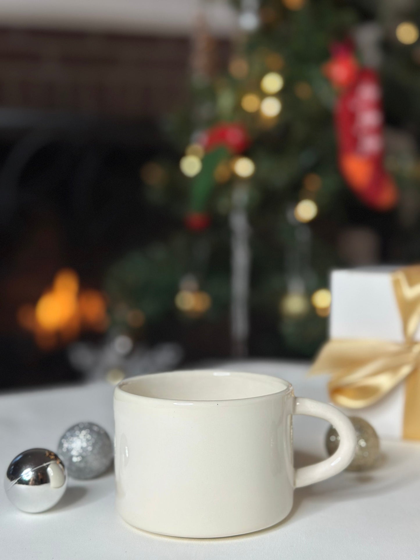 24k Gold Handmade Ceramic Mug 'Christmas Ornaments'