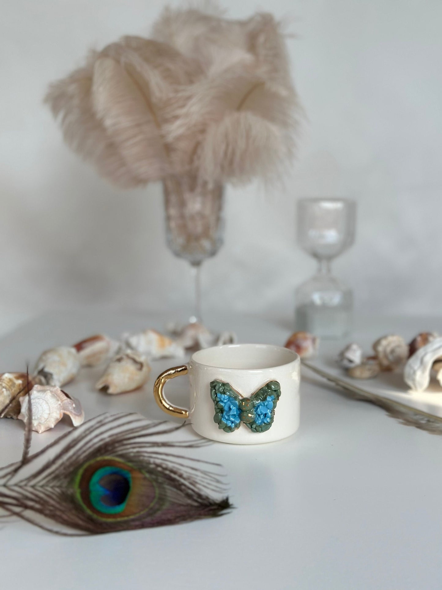 24k Gold Handmade Ceramic Mug 'Butterfly'
