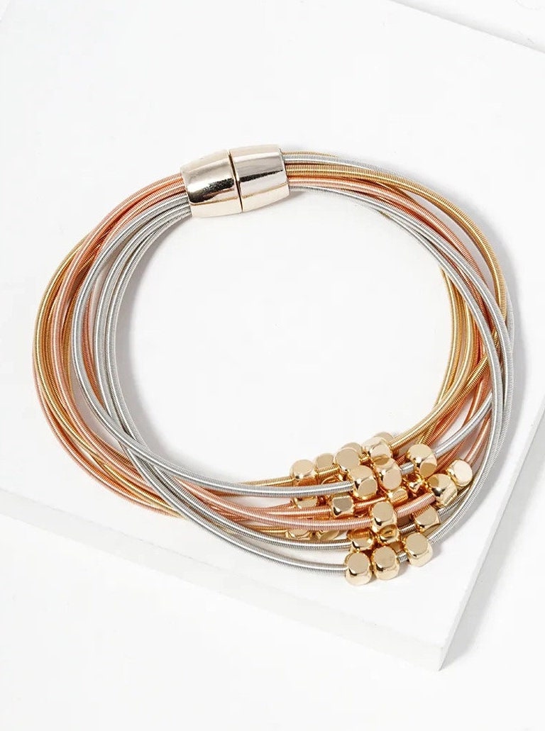 Spring Wire Stretch Bracelet, Gift for her, Gold Bracelet, Silver Bracelet